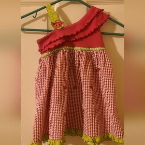 Girls' Youngland Gingham Pink Watermelon Dress, size 3T